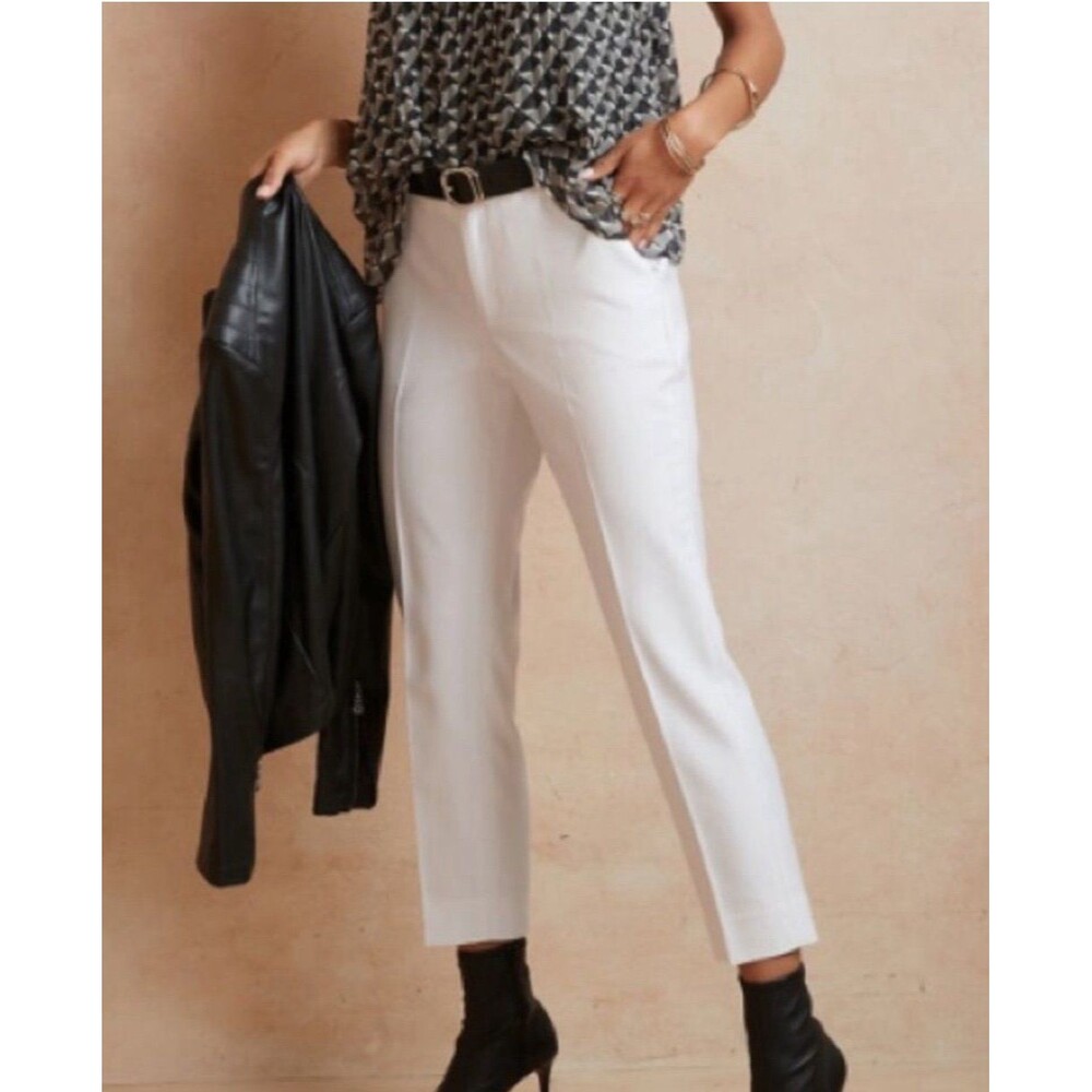 NWT Banana Republic White Curvy Avery Herringbone Straight Pant (6) #346